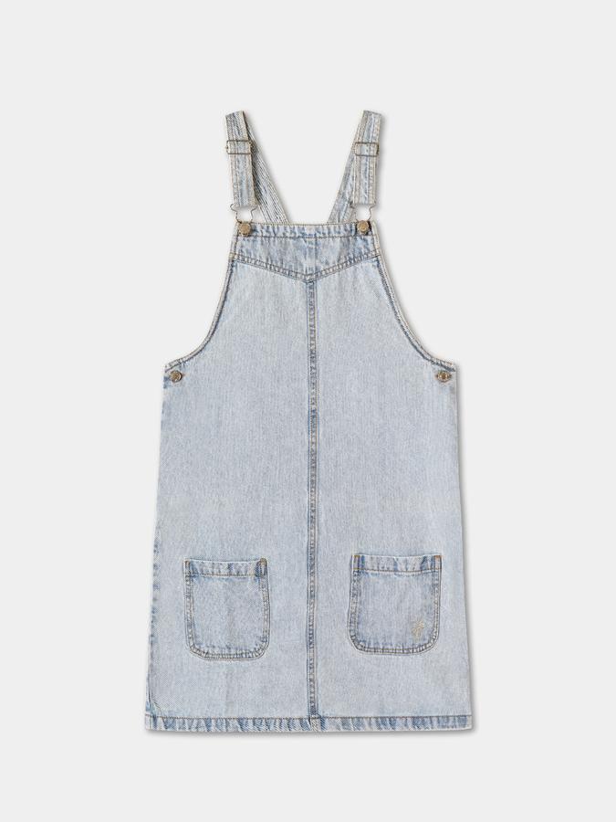 Embroidered T-Shirt and Dungaree Dress Set image number 2