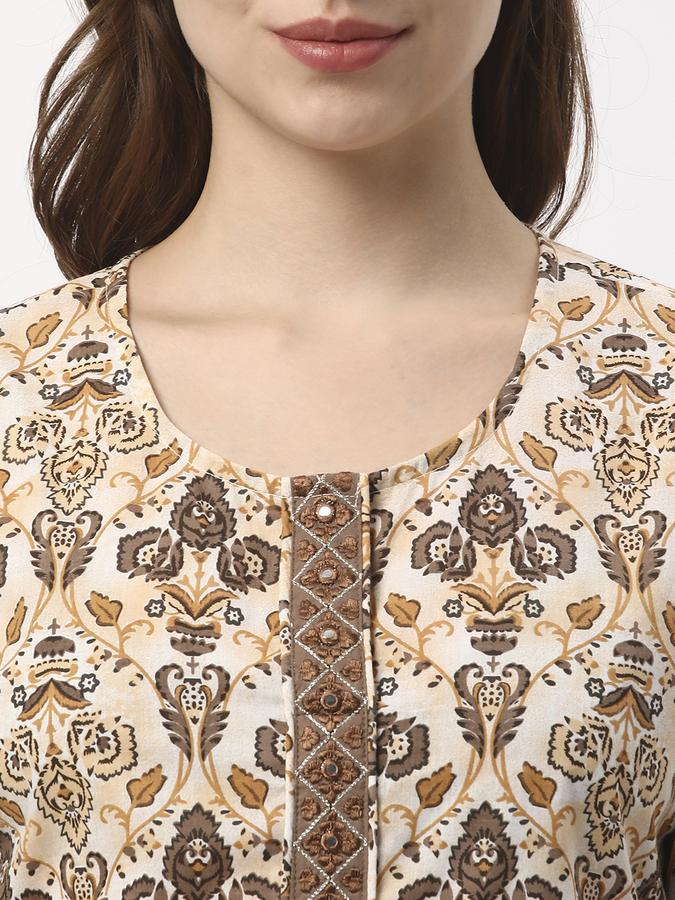 Women Printed Round Neck Kurtas image number 3