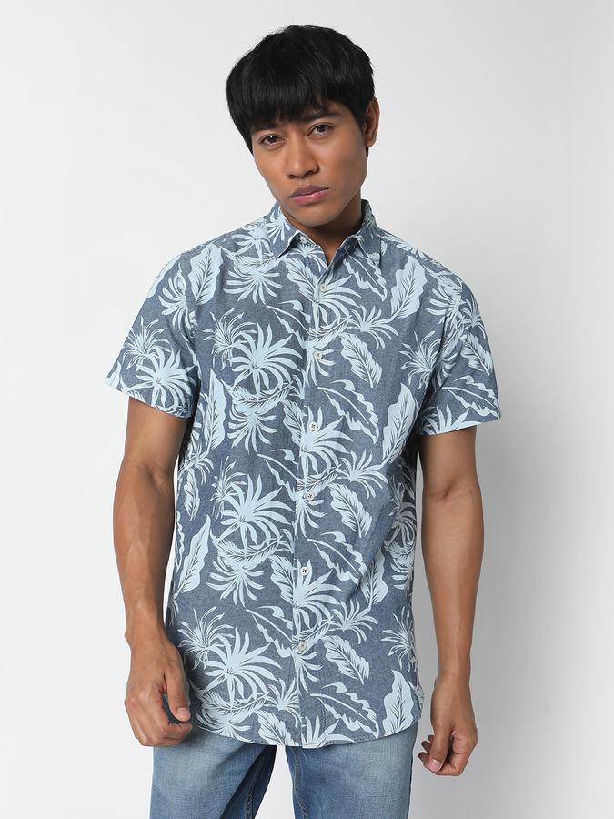 R&B Men's Floral Print Casual Shirt