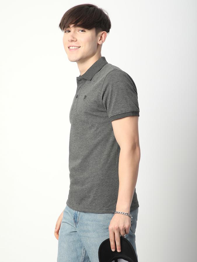 Men Cotton Blend Regular Fit Polo Neck Solid T-shirt