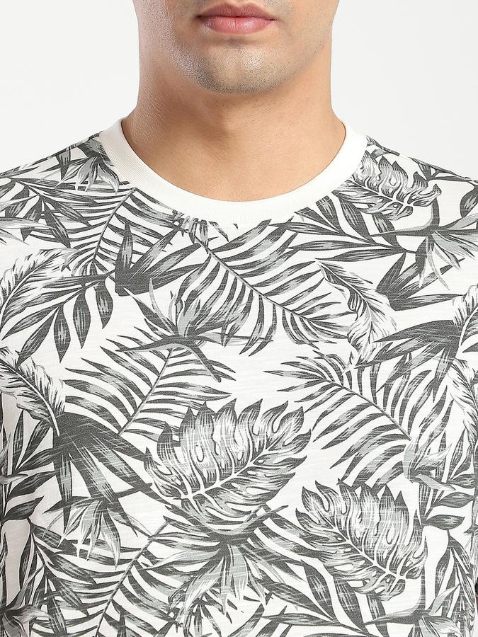 Men Cotton Regular Fit Crew Neck Printed T-shirt