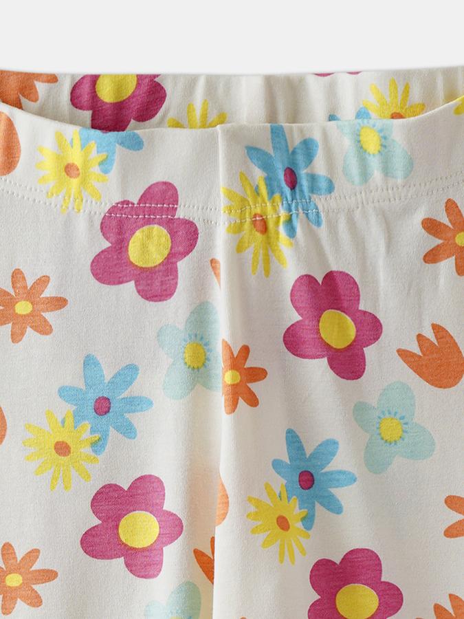 Girls Floral Full Length Mid Rise Legging