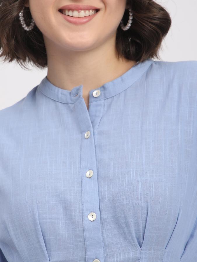 Women Cotton Solid Shirt Ethnic Dress