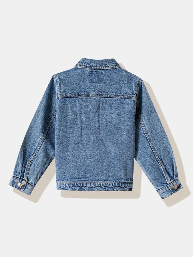Girls Denim Button Front Appliqu&eacute; Jacket
