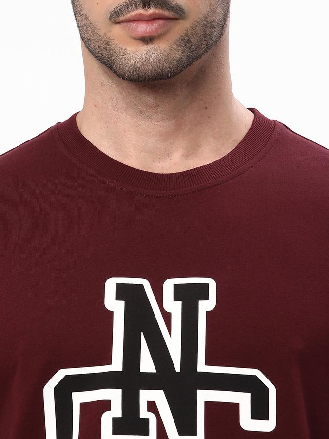 Men Regular Fit Typographic Print Round-Neck Sweatshirt image number 3