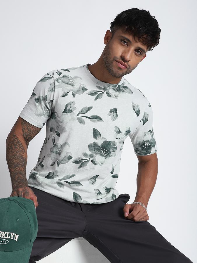 R&B Men's Ivory Printed T-Shirt