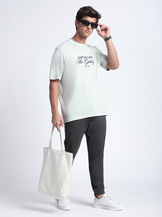 Men Cotton Relaxed Fit Crew Neck Typographic T-shirt