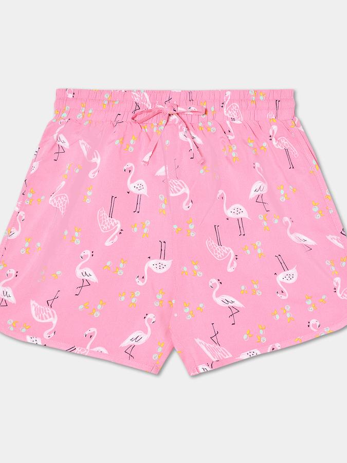 Girls Rayon Relaxed Fit Elastic Waist Printed Shorts