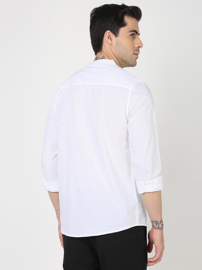 Men Regular Fit Shirt with Mandarin Collar image number 3
