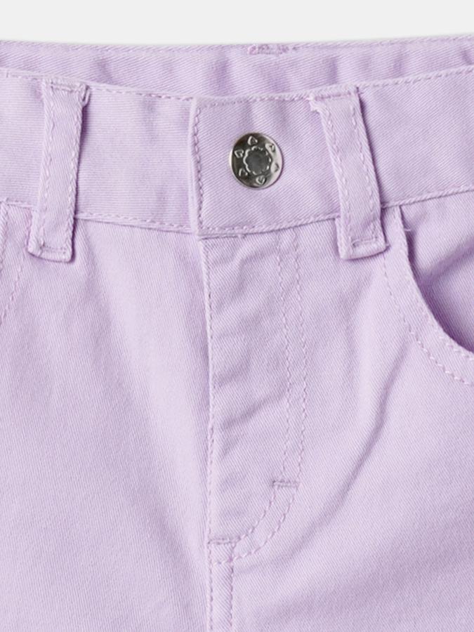 Girls Cotton Regular Fit Zip Fly Cuffed Hem Shorts