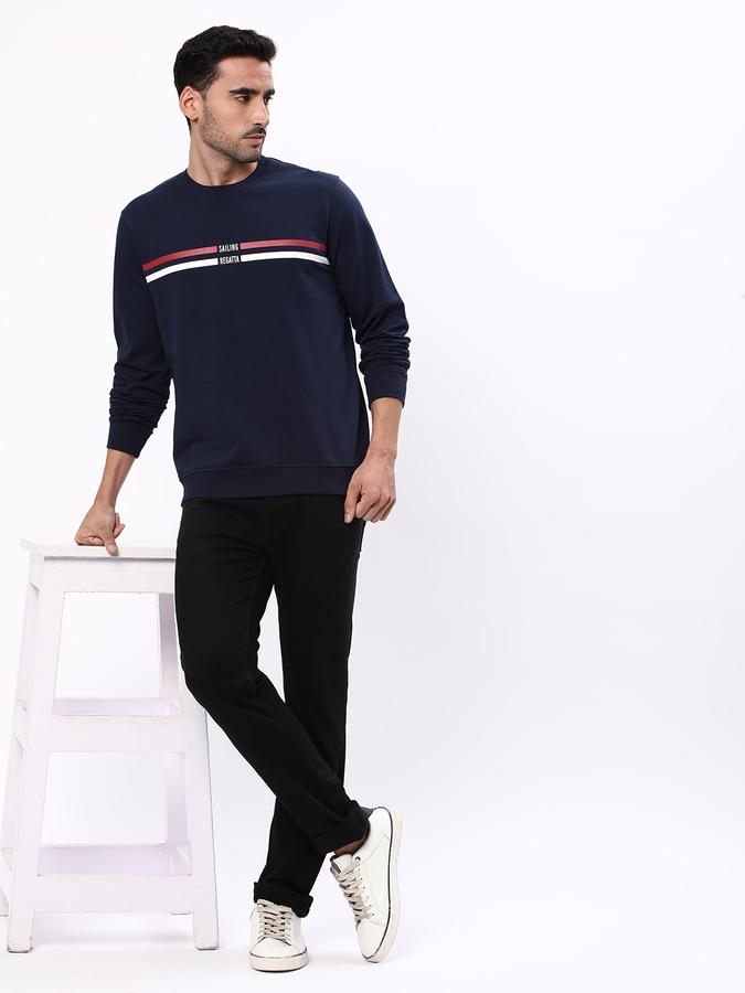 Men Regular Fit Typographic Print Round-Neck Sweatshirt image number 1
