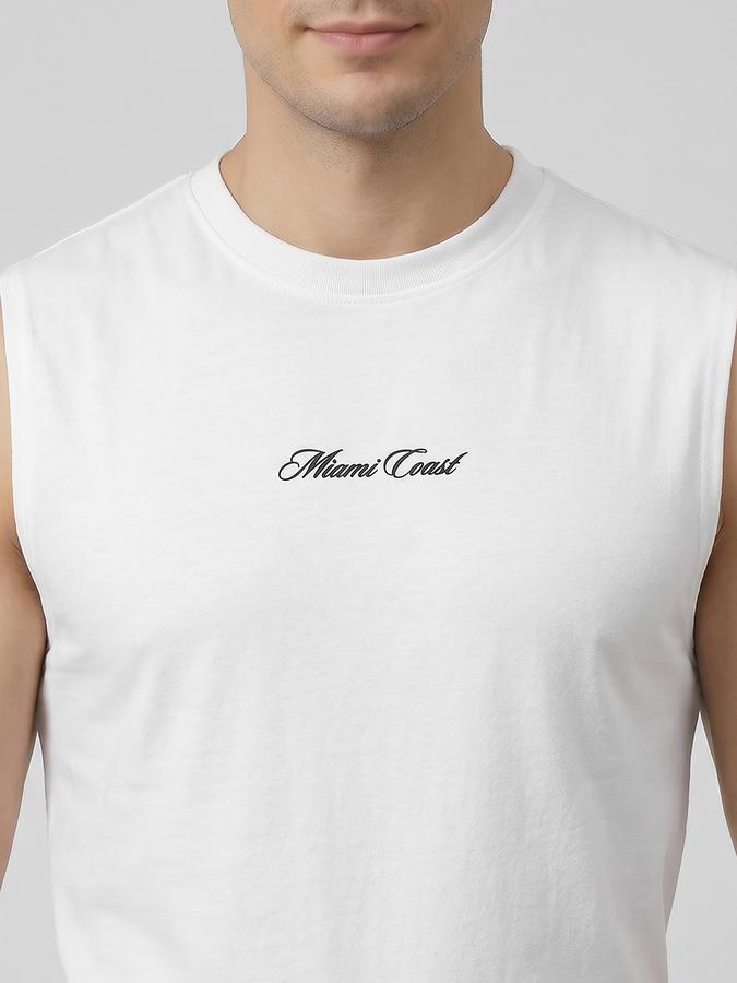 R&B White Typography Men Round Neck Regular Fit Short Sleeves T-Shirt 
