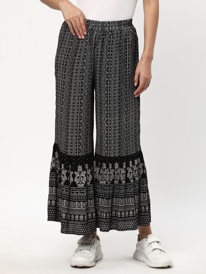 Women Relaxed Fit Micro Print Palazzos image number 0