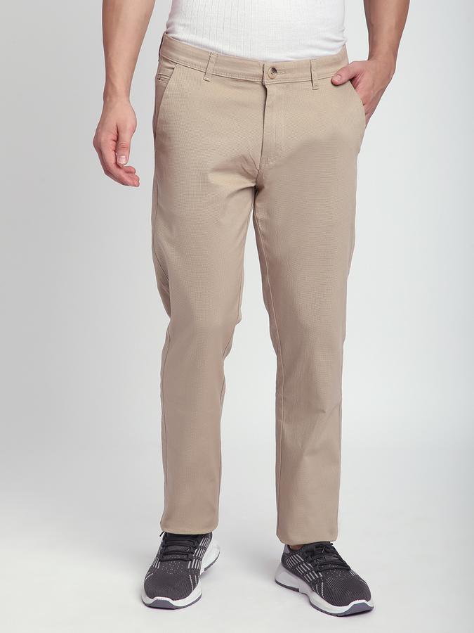 Men Cotton Slim Fit Flat Front Solid Trousers