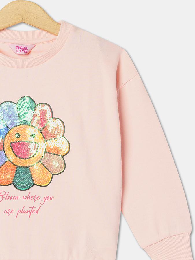 Girls Embellished Round-Neck Sweatshirt image number 2
