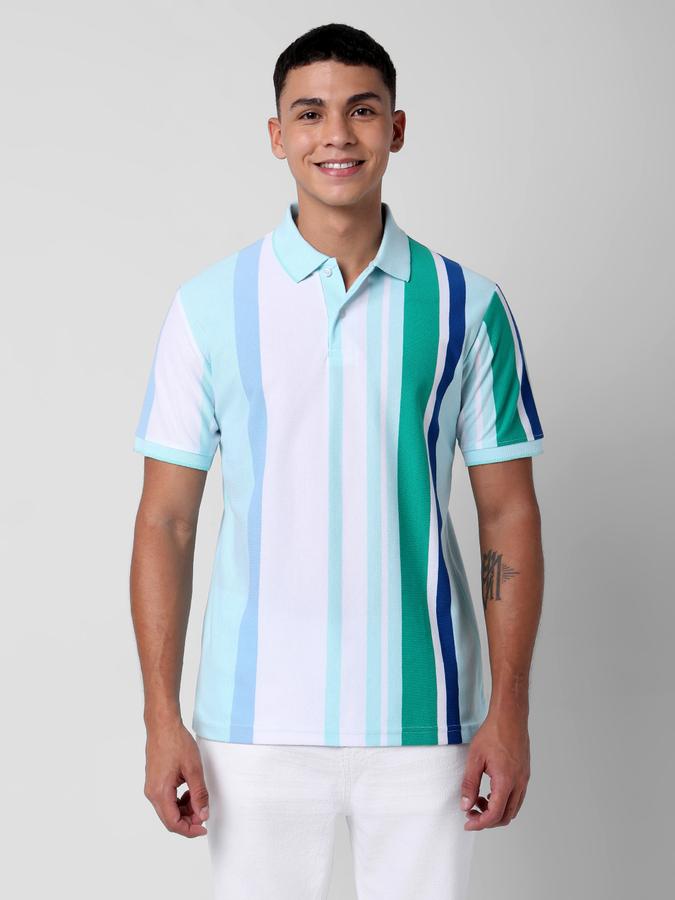 Men Striped Regular Fit Polo T-Shirt image number 0