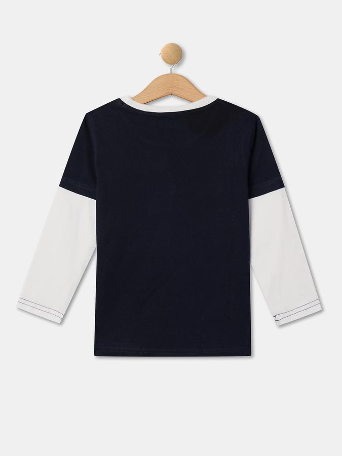 R&B Boys' Blue Printed T-Shirt
