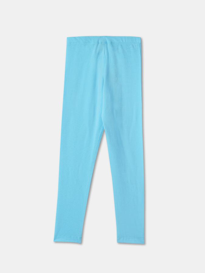 Girls Cotton Blend Skinny Fit Elastic Waist Ribbed Leggings