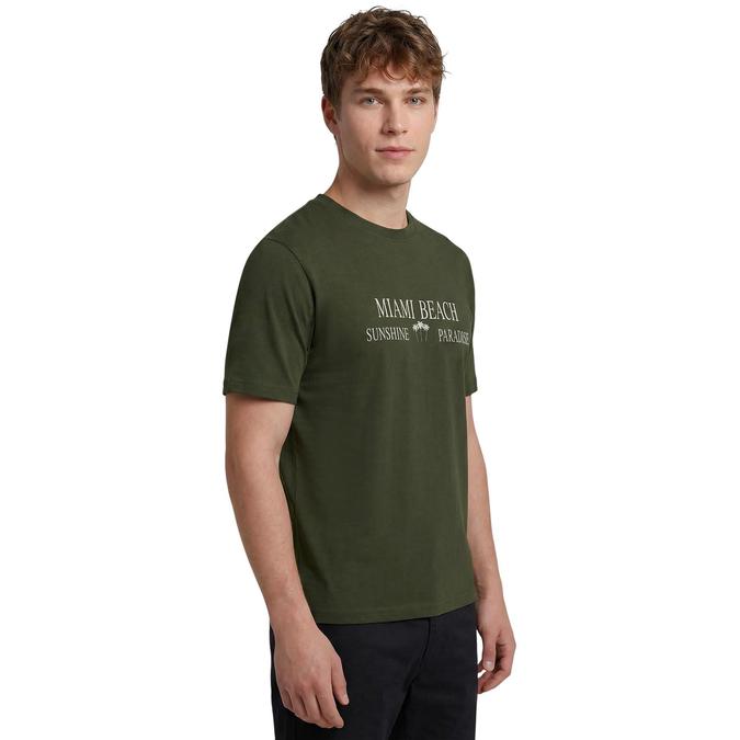 R&B Men Green Cotton Printed Round Neck T-Shirt