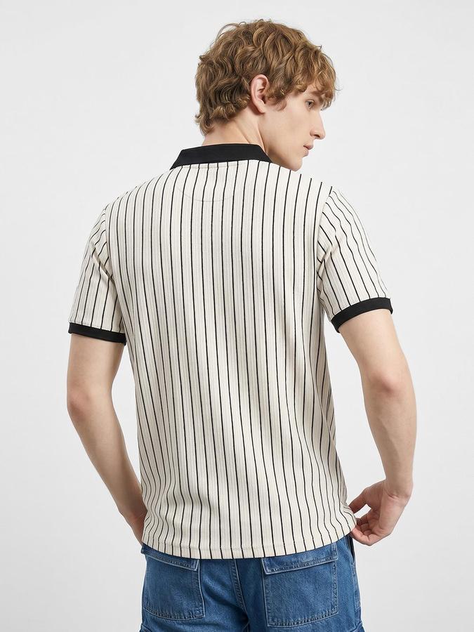 R&B Beige Men Striped Short Sleeves Tshirt