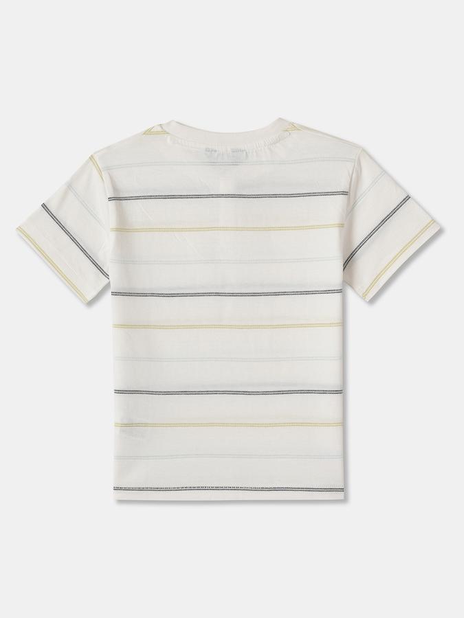 Striped T-Shirt with Henley Neck and Short Sleeves image number 1
