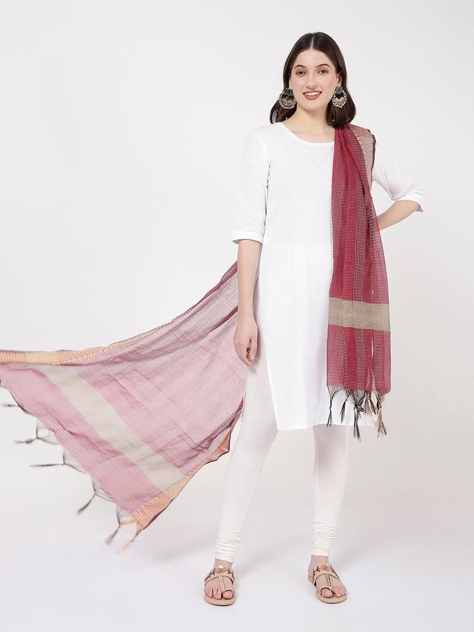 R&B Women's Wine Striped Dupatta