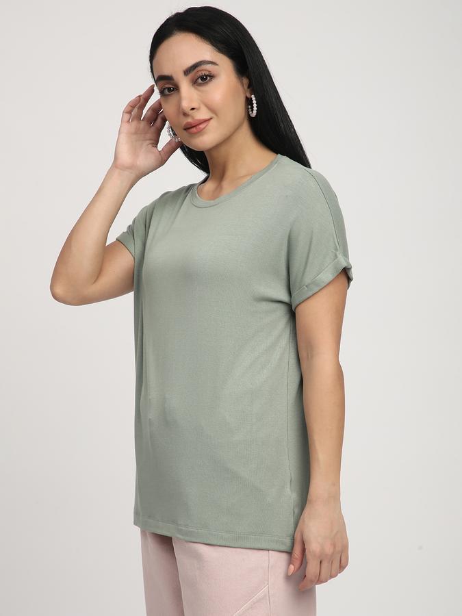 Women Viscose Regular Fit Round Neck Solid Top