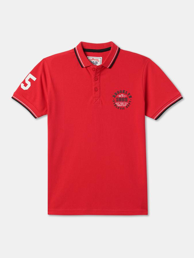 Boys Typographic Print Relaxed Fit Polo T-Shirt image number 0