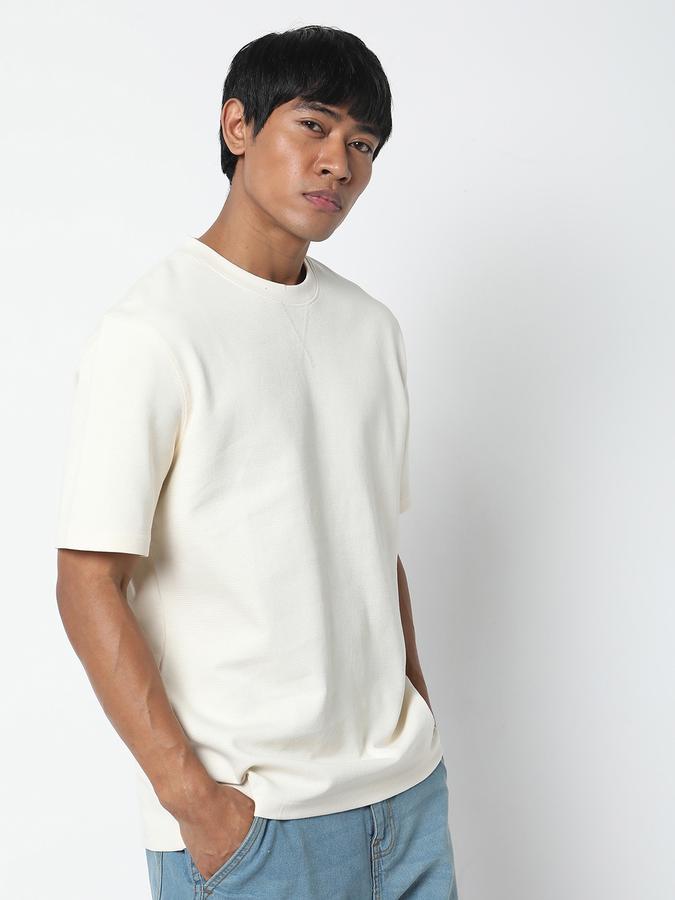 Men Cotton Blend Regular Fit Crew Neck Waffle Knit T-shirt