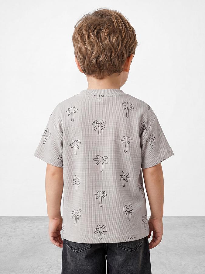 R&B Boys Grey All over Graphic Print Short Sleeves Tshirt