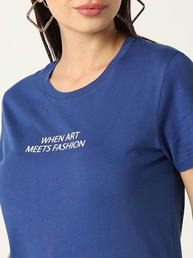 Women Cotton Slim Fit Crew Neck Graphic T-shirt