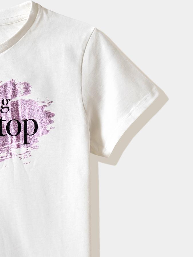 Girls Cotton Regular Fit Crew Neck Graphic T-shirt