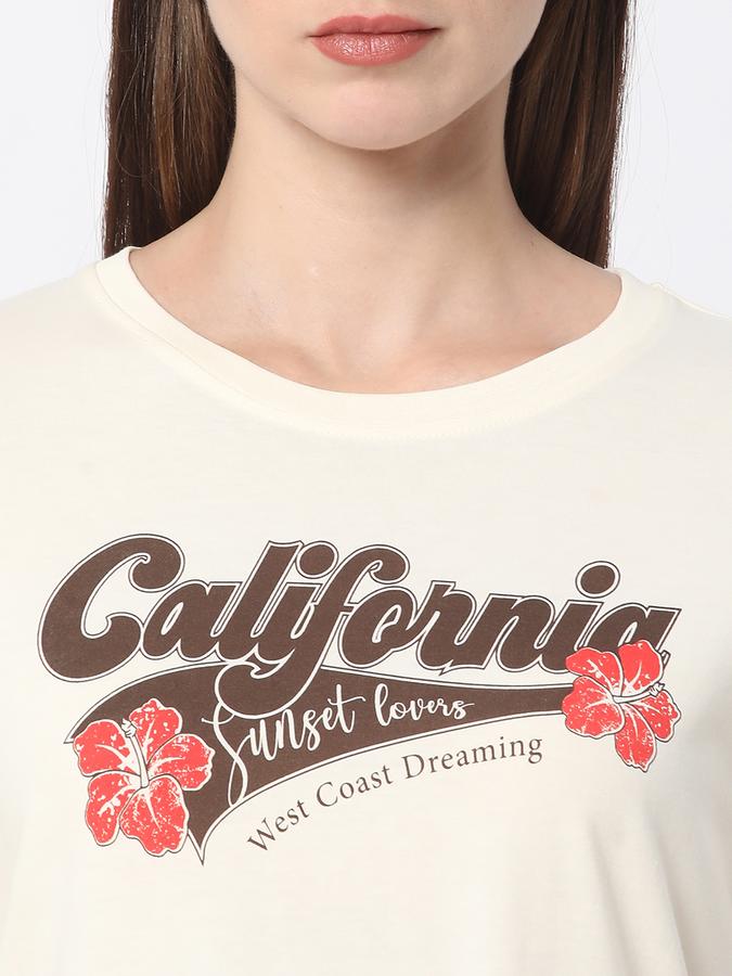 Women Cotton Relaxed Fit Crew Neck Graphic T-shirt