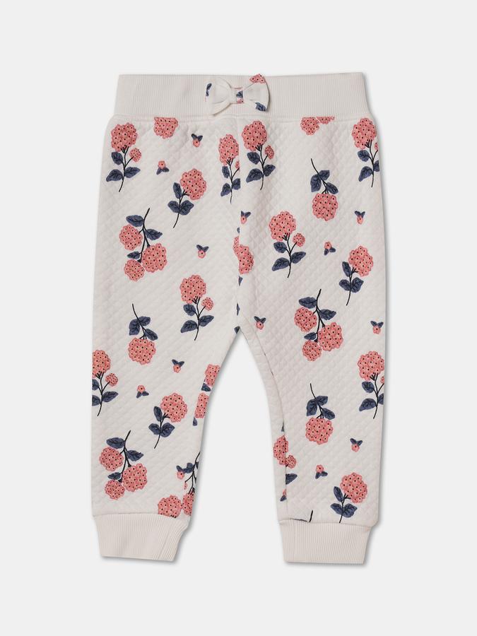 Girls Floral Print Full Sleeve Quilted Top and Trousers Set