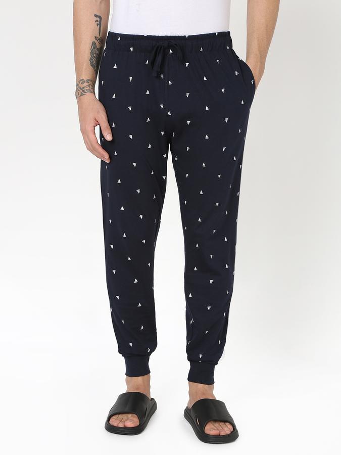 Men Micro Print Joggers with Insert-Pockets image number 0