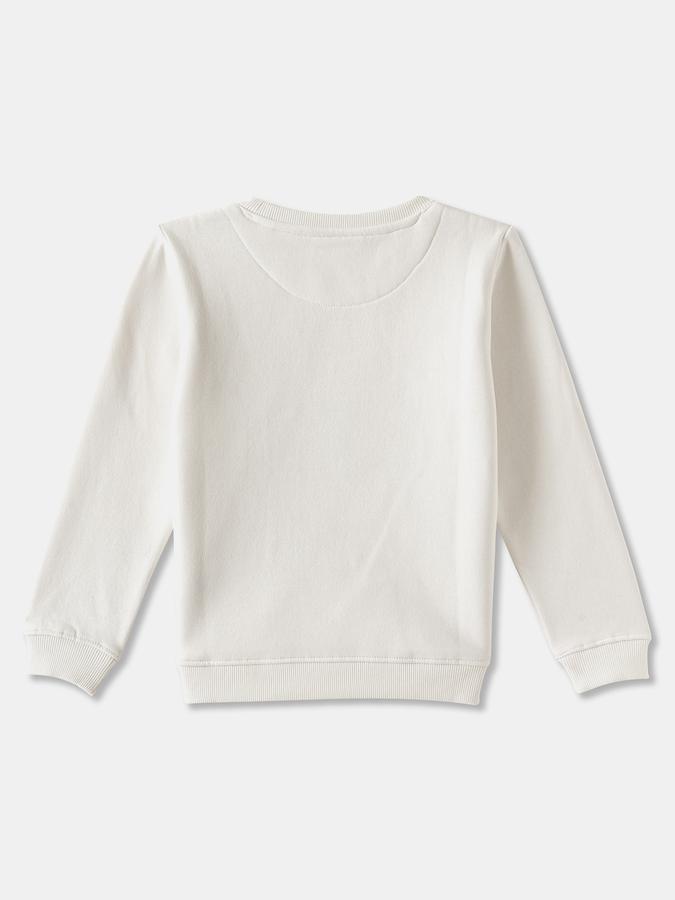 Girls Cotton Blend Regular Fit Crew Neck Graphic Sweatshirt