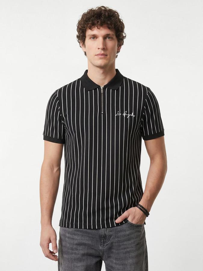 R&B Black Men Striped Short Sleeves Tshirt