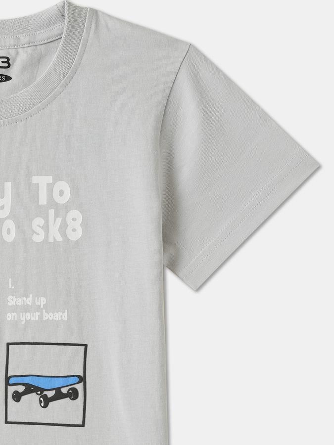 Boys Cotton Regular Fit Crew Neck Graphic T-shirt