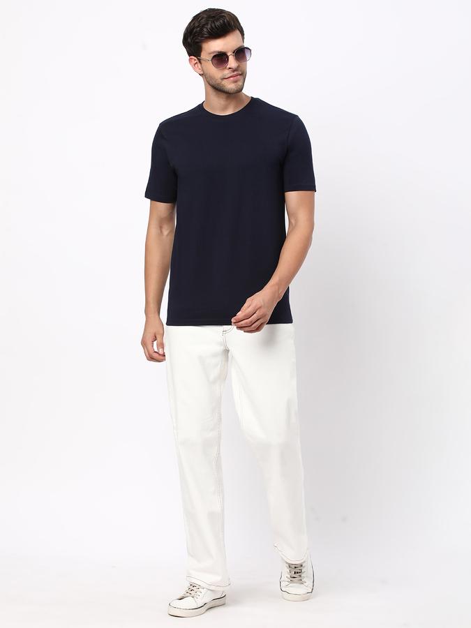 Men Cotton Regular Fit Crew Neck Solid Shirt