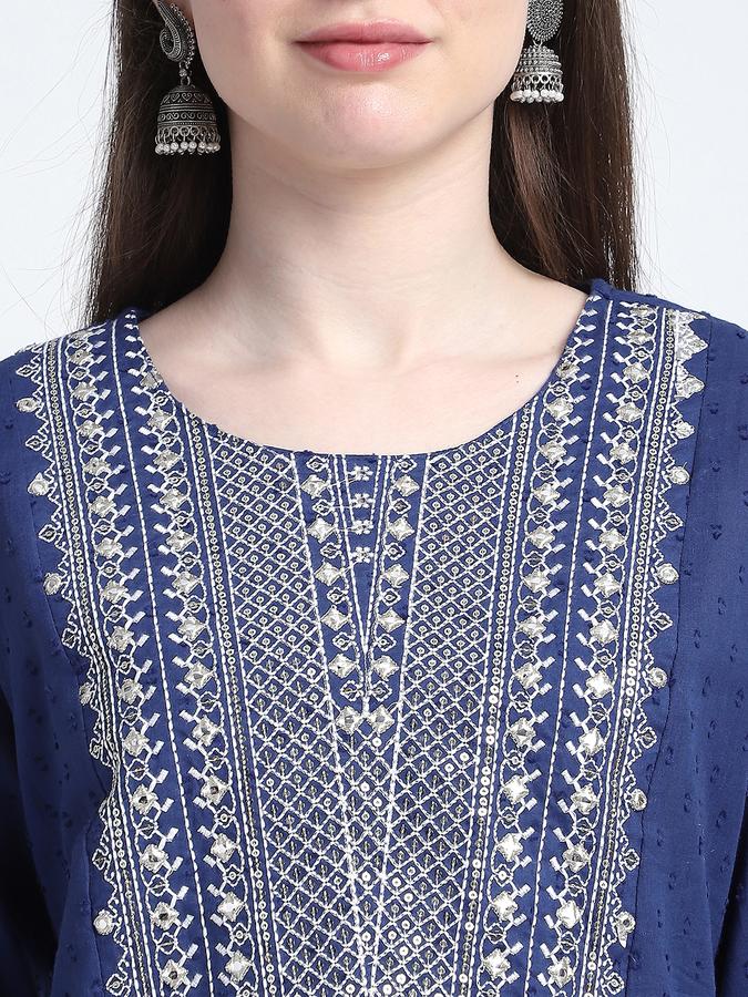 R&B Women's Blue Embroidered Kurta