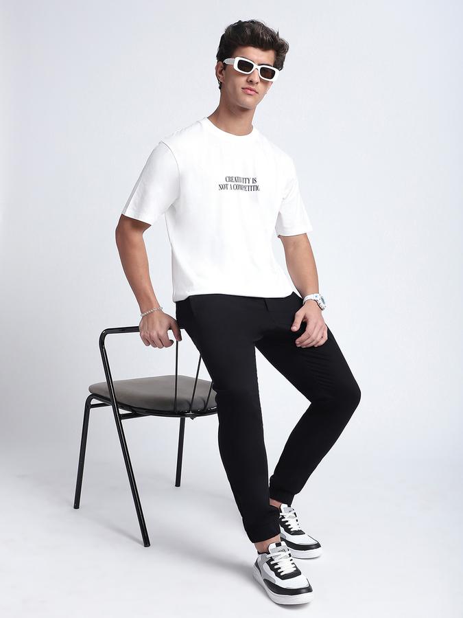 Men Cotton Relaxed Fit Crew Neck Typographic T-shirt