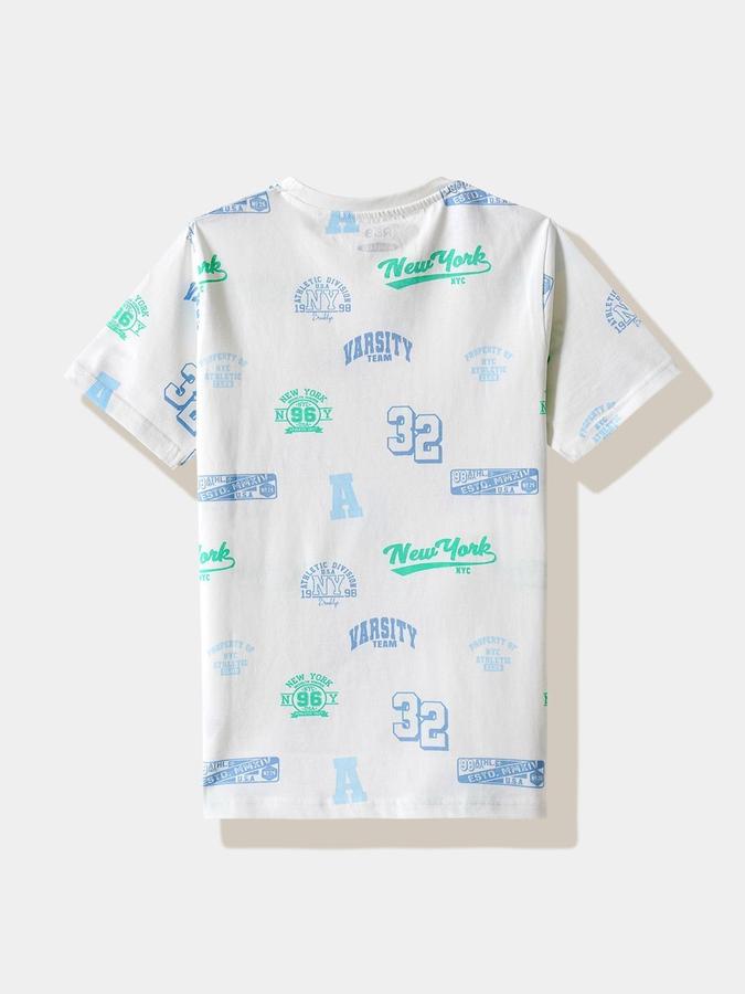 Boys Cotton Regular Fit Crew Neck Graphic T-shirt