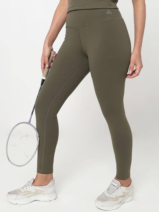 R&B Women Olive Solid Skinny Fit Tights
