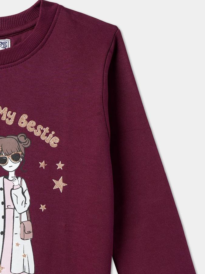 Girls Graphic Regular Fit Full Sleeve Crew Neck SweaT-Shirt