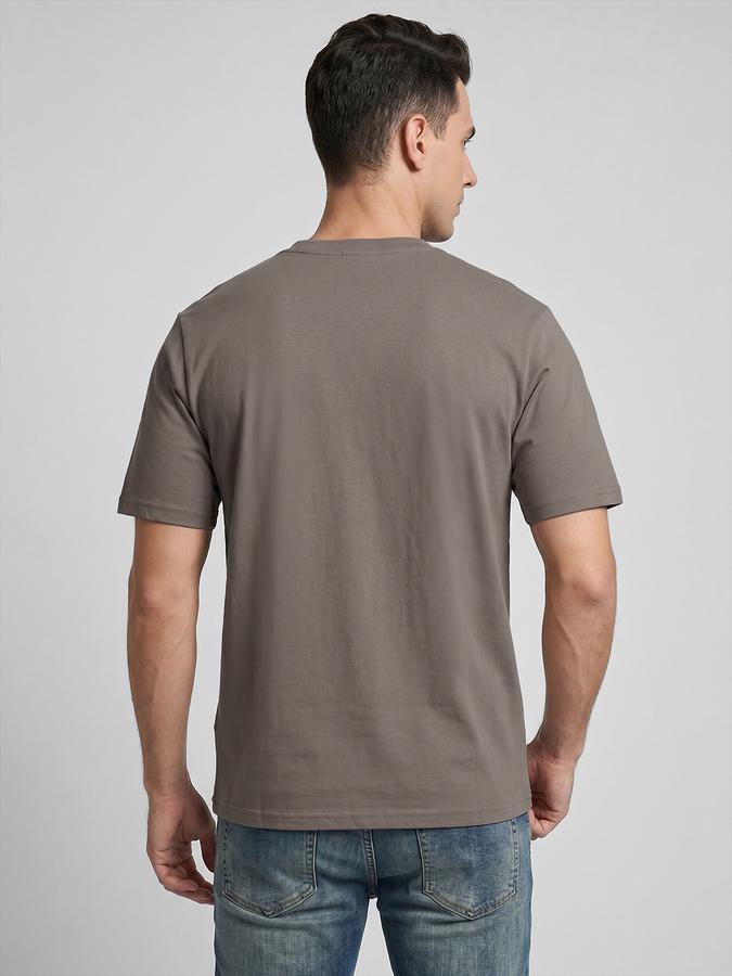 R&B Grey Typography Men Round Neck Relaxed Fit Short Sleeves T-Shirt 