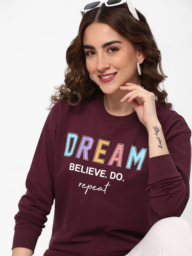 Women Cotton Regular Fit Round Neck Graphic Sweatshirt