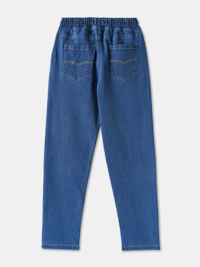 Boys Denim Relaxed Fit Pull On Waist Clean Hem Jeans