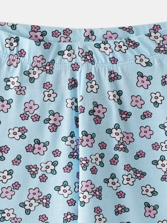 Girls Floral Print Full Length Mid Rise Legging