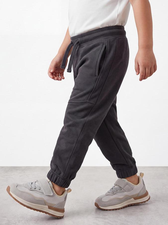 R&B Boys Charcoal Pure Cotton Solid Drawsting Joggers