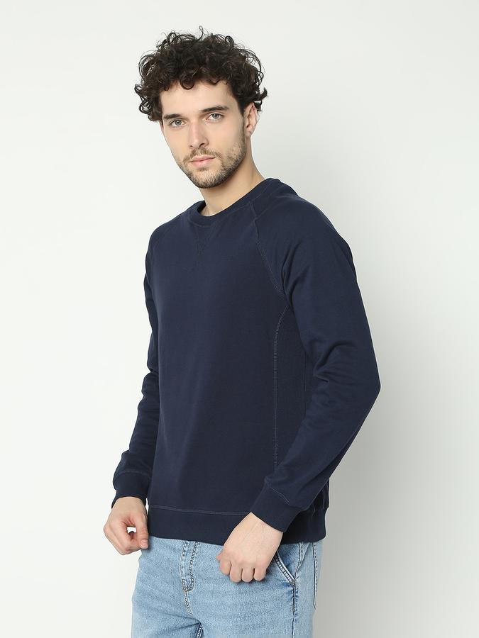 Men Cotton Regular Fit Crew Neck Solid Sweatshirt